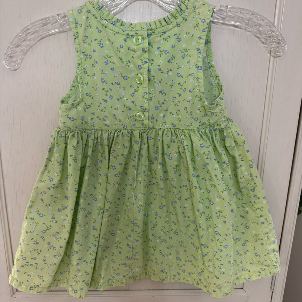Green Floral Pocket Sleeveless Casual Dress for Girls - Picture 2 of 7